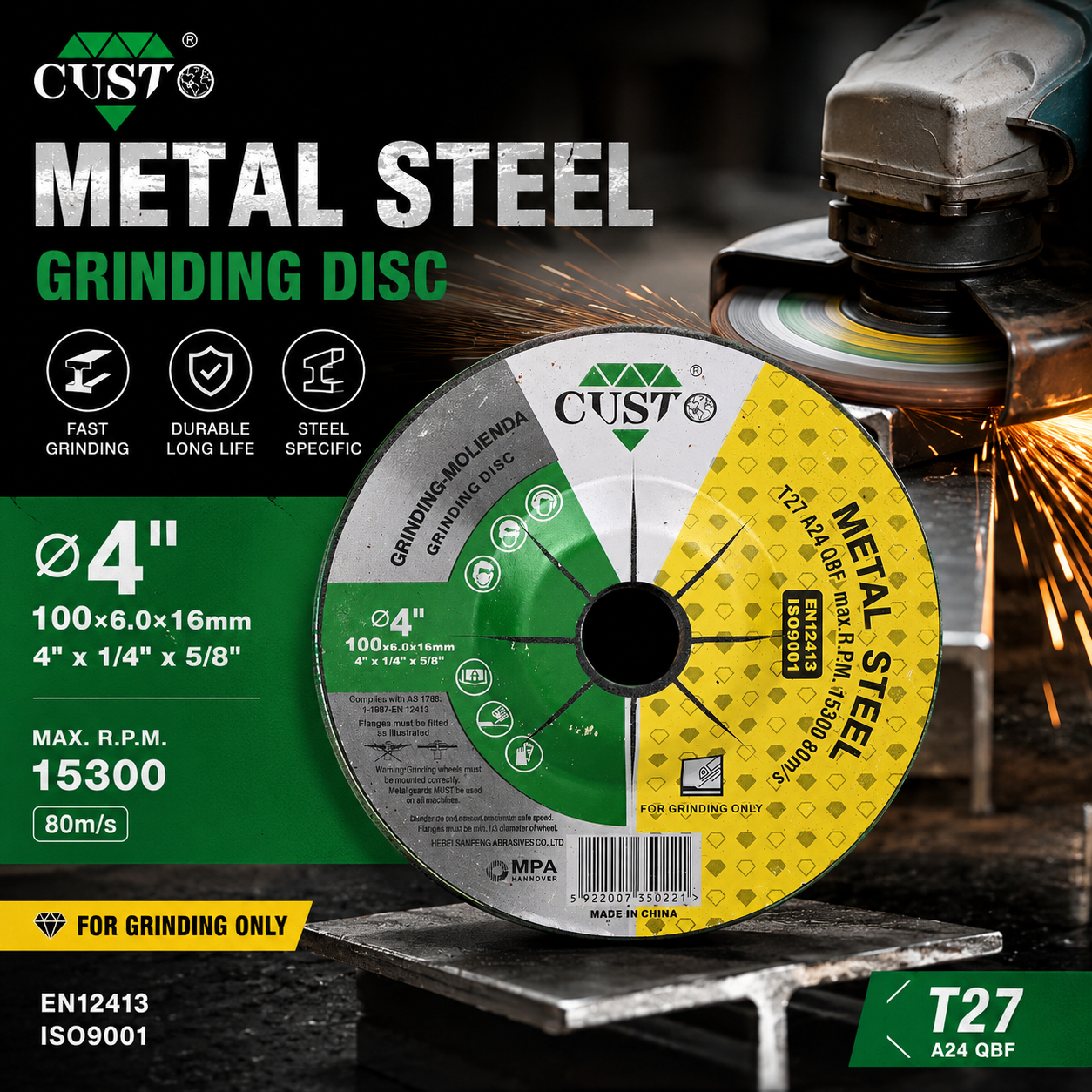 Disque à meuler METAL 100 mm